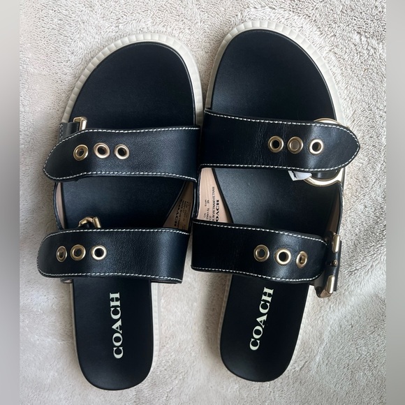 Coach (NWOT) piper leather blue size 8.5 B sandals shoes clothes - Picture 7 of 17